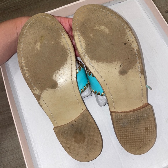 Jack Rogers Flat Sandals- Teal and Gold - Picture 3 of 5